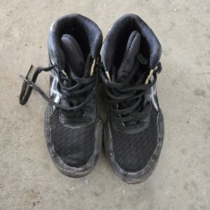 Asics Kids Black and Gray Lace-Up Sneakers